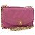 CHANEL Matelasse Chain Shoulder Bag Satin Pink Gold CC