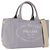 PRADA Canapa PM Hand Bag Canvas 2way Gray Gold