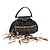 Bulgari BVLGARI Feather Hand Bag Satin Black Gold