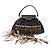 Bulgari BVLGARI Feather Hand Bag Satin Black Gold - vista 13