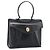 Christian Dior Hand Bag Leather Black Gold Tone