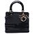 Dior Lady Dior aus schwarzem gewebtem Canvas Medium mit Lackleder-Besatz