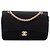 Chanel Black Medium Classic Jersey Bijoux Chain Double Flap Nero