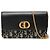 Pouch Miss Caro con catena in jacquard Blue Oblique e pelle di vitello Dior Blu navy