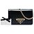 Clutch Prada Black Saffiano Vernice con chiusura a scatto e catena Nero - vista 6