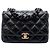 Chanel Black Small Quilted Lambskin Lacquered Chain Flap Nero