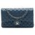 Chanel Blue Medium Classic Caviar Double Flap Blu scuro