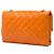 Chanel Orange Medium Quilted Crinkled Patent Pagoda Accordion Flap Arancione - vista 2