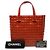 Borsa Tote Chanel Orange CC Chocolate Bar in vernice Arancione - vista 9