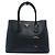 Prada Sac Satchel Double en Cuir Saffiano Noir Medium