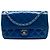 Chanel Blue Medium Quilted Patent Coco Shine Flap