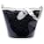 Borsa a secchiello Chanel Coco Camellia Small in PVC nero e vitello stropicciato