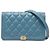 Chanel Blue Quilted Lambskin Boy Wallet On Chain Blu chiaro