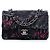 Chanel Black Mini Classic Canvas Parisian Rooftop Single Flap Schwarz