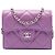 Chanel Purple CC gestepptes Lammleder Kartenetui mit Kette Lila