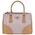 Borsa Prada Galleria Double Zip Small Bicolor in pelle Saffiano Rosa