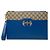 Clutch Gucci Blue GG Supreme e pelle di vitello con G intrecciate traforate