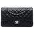 Chanel Black Medium Classic Lambskin Double Flap Nero