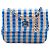 Borsa cintura Chanel Blue CC in rafia e juta a righe