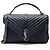 Borsa a tracolla Large College in pelle di vitello matelassé con monogramma Saint Laurent Blu