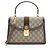 Gucci GG Supreme Ophidia Padlock Medium Top Handle Marrone Beige