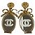 Boucles d'oreilles miroir ruban Coco Mark rares en métal vintage CHANEL Doré