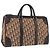 Borsa Boston Christian Dior Trotter Canvas Beige Gold Auth 197709 D'oro