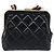 Borsa a tracolla CHANEL Chain Matelasse in pelle verniciata Nero Oro CC Auth 195256M D'oro - vista 2
