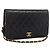 Borsa a tracolla CHANEL Chain Matelasse in pelle d'agnello nera e oro CC Auth yk20824V Nero D'oro