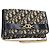 Bolso de hombro con cadena Christian Dior Trotter Canvas Navy Gold Auth 199115 Dorado Azul marino