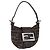 Borsa a Mano Mini Croissant FENDI Zucca Canvas Nero Marrone Argento Auth ka5829A