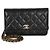 Chanel Portafoglio con catena CC in pelle caviar matelassé nera Nero - vista 8