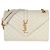 Borsa Satchel Monogram Small in pelle Grain De Poudre Beige Mixed Triquilt Saint Laurent