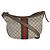Gucci Brown Beige GG Supreme Canvas Dollar Calfskin Web Small Ophidia Half Moon Marrone - vista 2