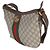 Gucci Brown Beige GG Supreme Canvas Dollar Calfskin Web Small Ophidia Half Moon Marrone - vista 3
