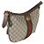 Gucci Brown Beige GG Supreme Canvas Dollar Calfskin Web Small Ophidia Half Moon Marrone - vista 4
