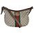 Gucci Brown Beige GG Supreme Canvas Dollar Calfskin Web Small Ophidia Half Moon Marrone - vista 8