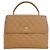 Borsa Chanel CC Quilted Caviar Kelly Top Handle Bag Beige