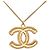 Collana con pendente Chanel CC placcata oro D'oro - vista 2