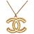 Collana con pendente Chanel CC placcata oro D'oro - vista 3