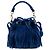 Borsa secchiello Saint Laurent Small Emmanuelle Fringe in camoscio blu