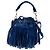 Borsa secchiello Saint Laurent Small Emmanuelle Fringe in camoscio blu - vista 2