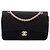 Borsa a Tracolla Chanel Medium Classic Jersey Bijoux Chain Double Flap Nera Nero