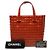Borsa Tote Chanel CC Chocolate Bar in vernice Orange Arancione - vista 9