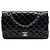 Borsa a tracolla Chanel Medium Classic Double Flap in vernice nera Nero