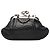 Clutch da sera Chanel CC in pelle di agnello nera con chiusura a bacio e catena Nero
