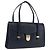 Christian Dior Hand Bag Leather Navy Gold