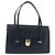 Christian Dior Hand Bag Leather Navy Gold - vista 2