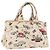 PRADA Canapa M Hand Bag Canvas Ivory Gold