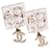 CHANEL Crystal COCO Mark Earring Metal Clear Silver CC